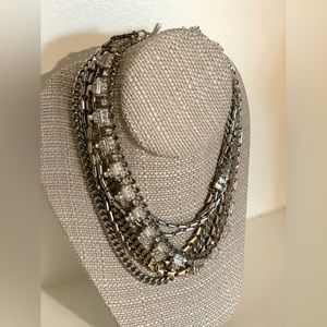 Stella & Dot Multi-Strand Mixed Metal Jeweled Necklace